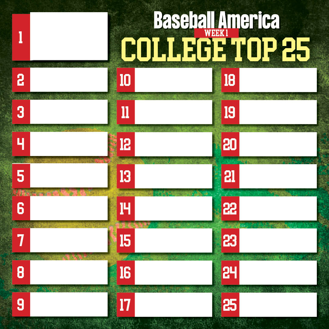 ontdek de top 25 van het college baseball in week 1, met de beste teams en spelers uit de competitie.
