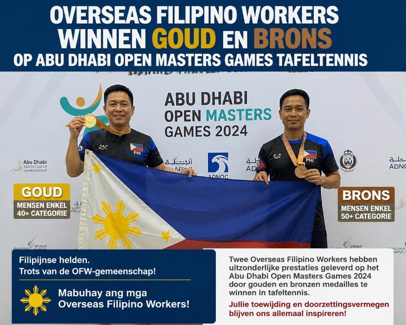 ofw's behalen goud en brons op de abu dhabi open masters games, een indrukwekkende prestatie op internationaal niveau.