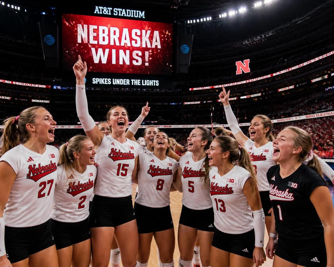galerij: nebraska volleyball triomfeert tijdens het spannende spikes under the lights evenement.