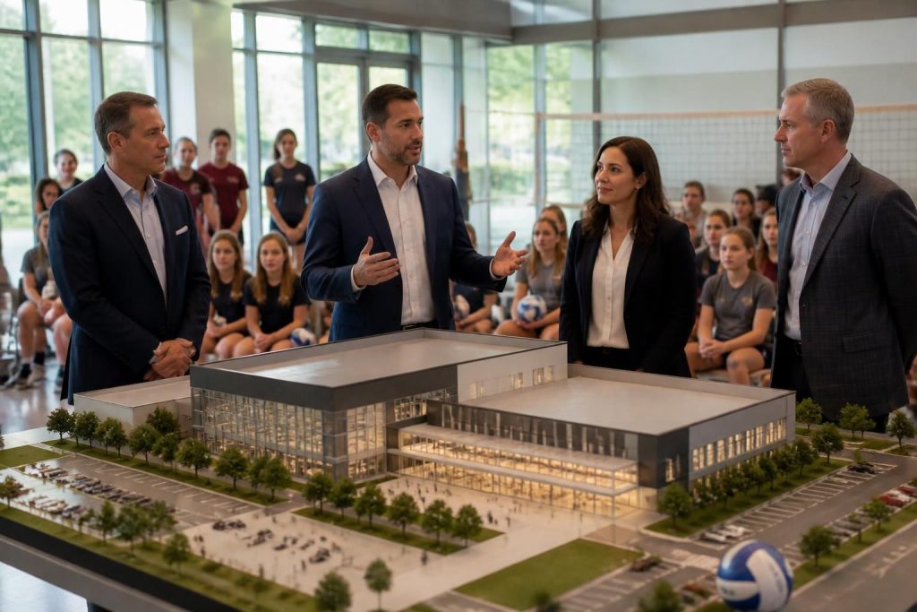 lincoln-leiders onthullen een nieuw jeugdvolleybalcomplex ter waarde van $17 miljoen tijdens de algemene vergadering op 3 november, ter bevordering van sport en jeugdopleiding.