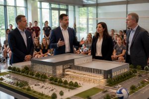 lincoln-leiders onthullen een nieuw jeugdvolleybalcomplex ter waarde van $17 miljoen tijdens de algemene vergadering op 3 november, ter bevordering van sport en jeugdopleiding.