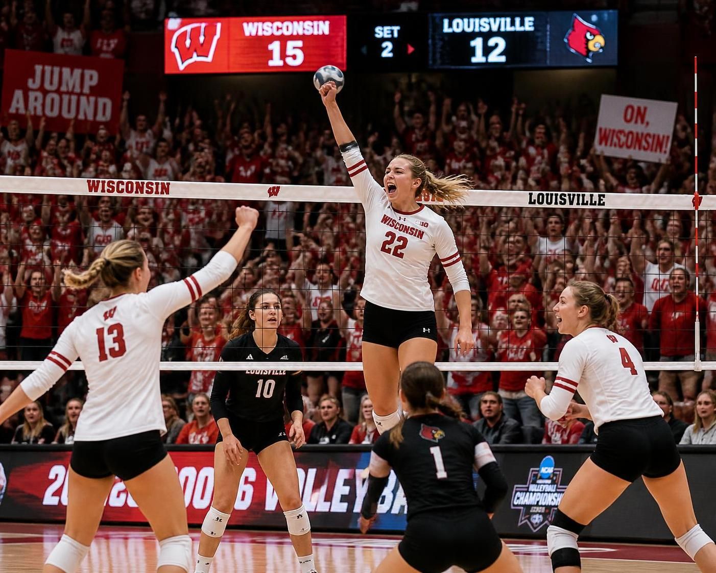 blijf op de hoogte met live-updates van de volleybalwedstrijden wisconsin tegen louisville en texas tegen arizona state. volg het laatste nieuws en scores direct.