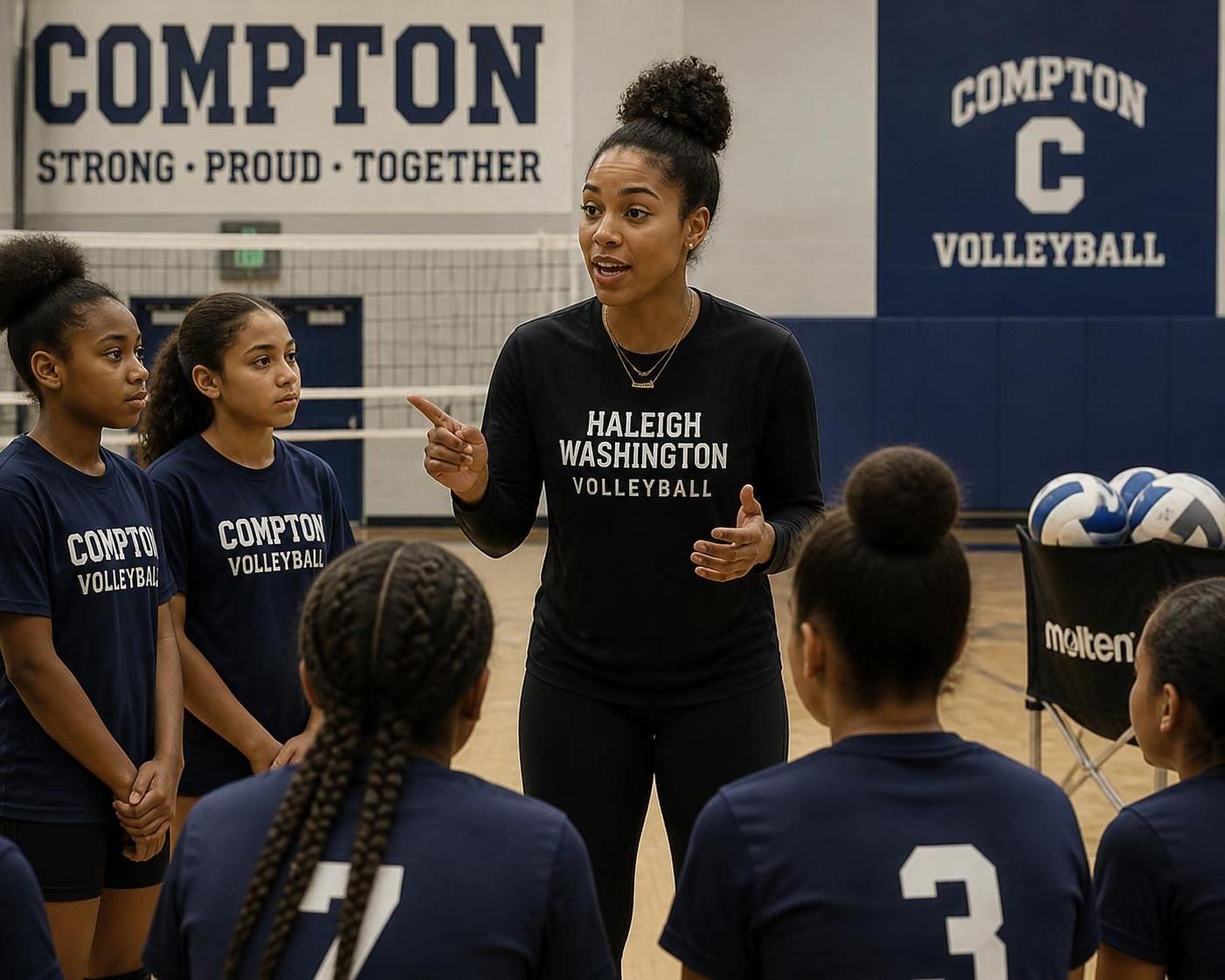 haleigh washington inspireert en motiveert jonge volleybalsters in compton om hun talenten te ontwikkelen en hun dromen na te jagen.